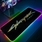 Eco-friendly Cyberpunk 2077 Glowing RGB LED Mouse Pad 4mm Thickness for Gaming Keyboard USB Anti-slip Rubber Base Desk Mat